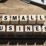 Small Business words on blocks SME and entrepreneur startup businesses concept
