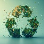 A Futuristic Emblem for Combatting Electronic Mobile Waste - Melding Modern Design with Eco-conscious Responsibility, Recycling waste, Recycle, Protect environment