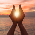 June,Summer,Sun,Solstice,Concept,With,Silhouette,Of,Young,Woman's